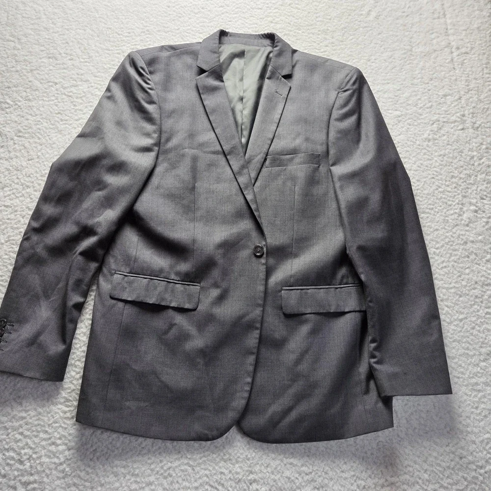 Cooper & Nelson Blazer Mens 44R Gray Polyester Rayon 2 Button Suit Jacket